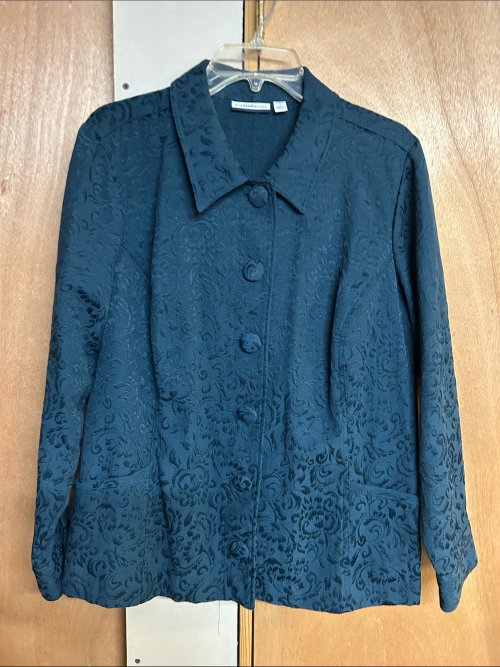 croft & barrow women’s Teal Textured Button-Front Jacket size 1x